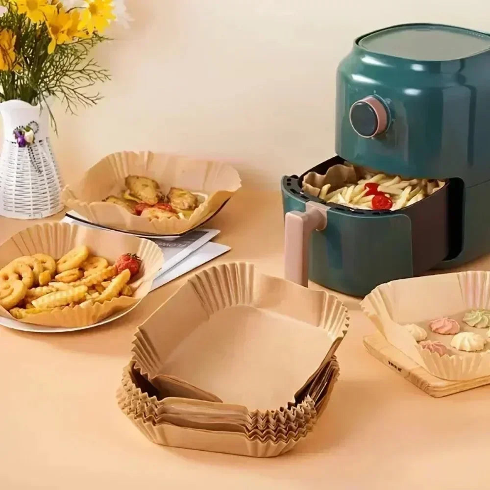 50-200PCS Air Fryer Parchment Paper Food Grade Non-Stick Baking Sheets Disposable Oil Absorbent Liner for Home Cooking Grill