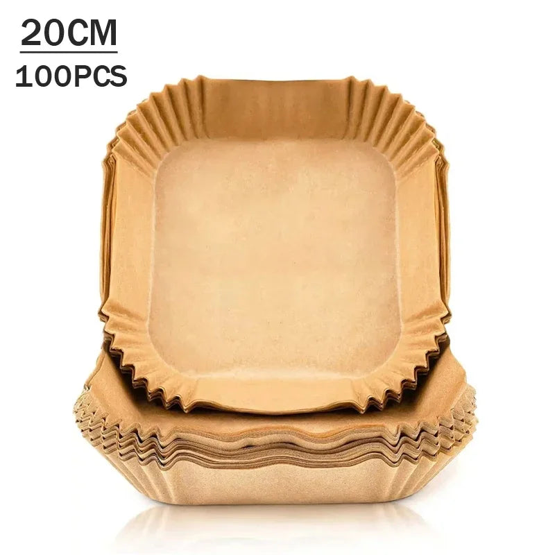 50-200PCS Air Fryer Parchment Paper Food Grade Non-Stick Baking Sheets Disposable Oil Absorbent Liner for Home Cooking Grill
