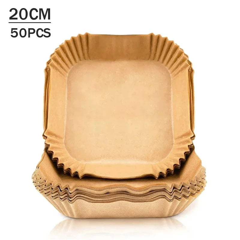 50-200PCS Air Fryer Parchment Paper Food Grade Non-Stick Baking Sheets Disposable Oil Absorbent Liner for Home Cooking Grill