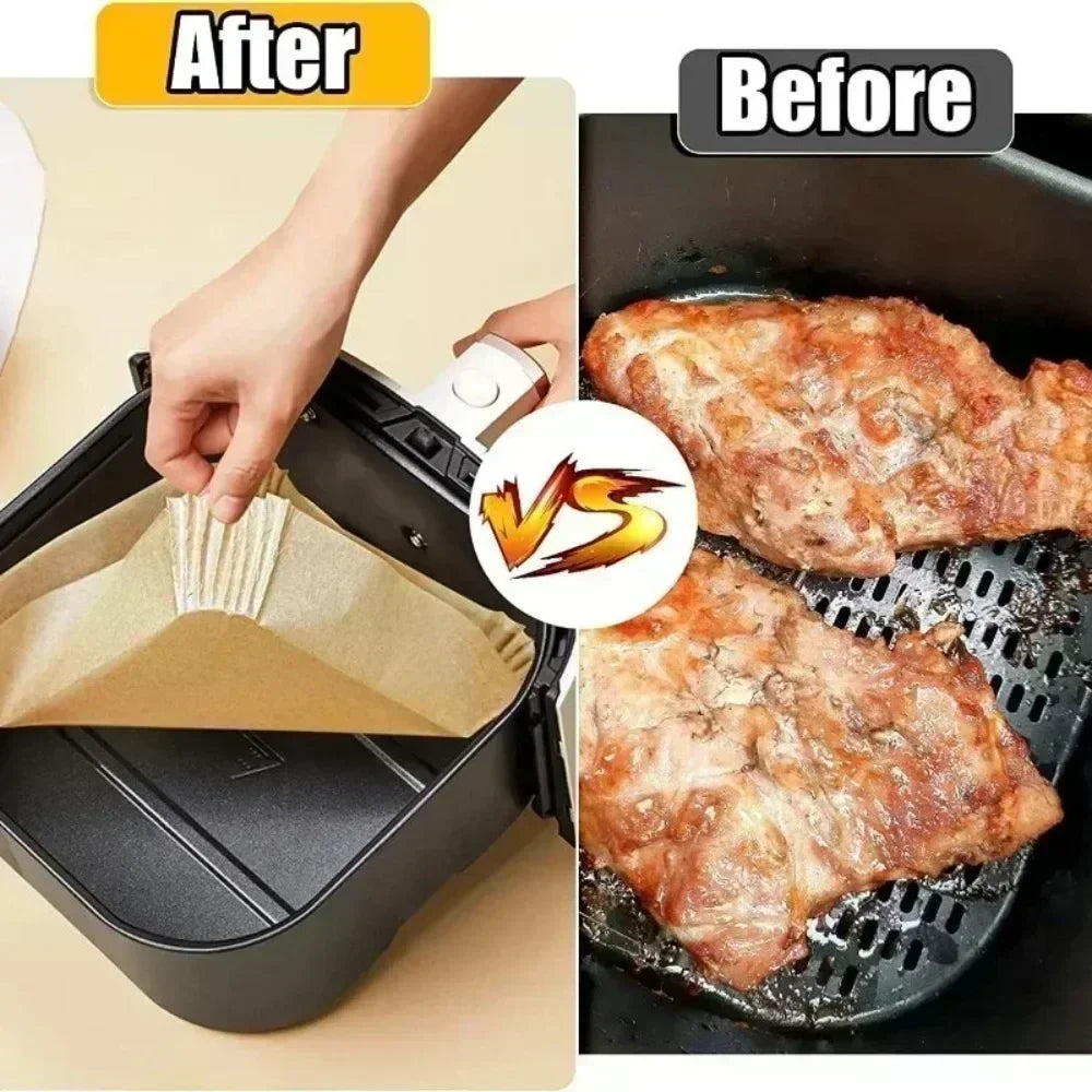 50-200PCS Air Fryer Parchment Paper Food Grade Non-Stick Baking Sheets Disposable Oil Absorbent Liner for Home Cooking Grill