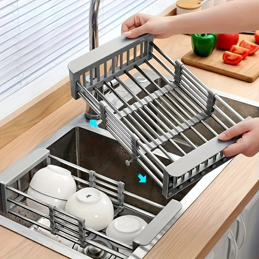 1pc, Extendable Colander Strainer - Retractable Drain Basket for Over the Sink Use - Perfect for Draining Vegetables - Kitchen G